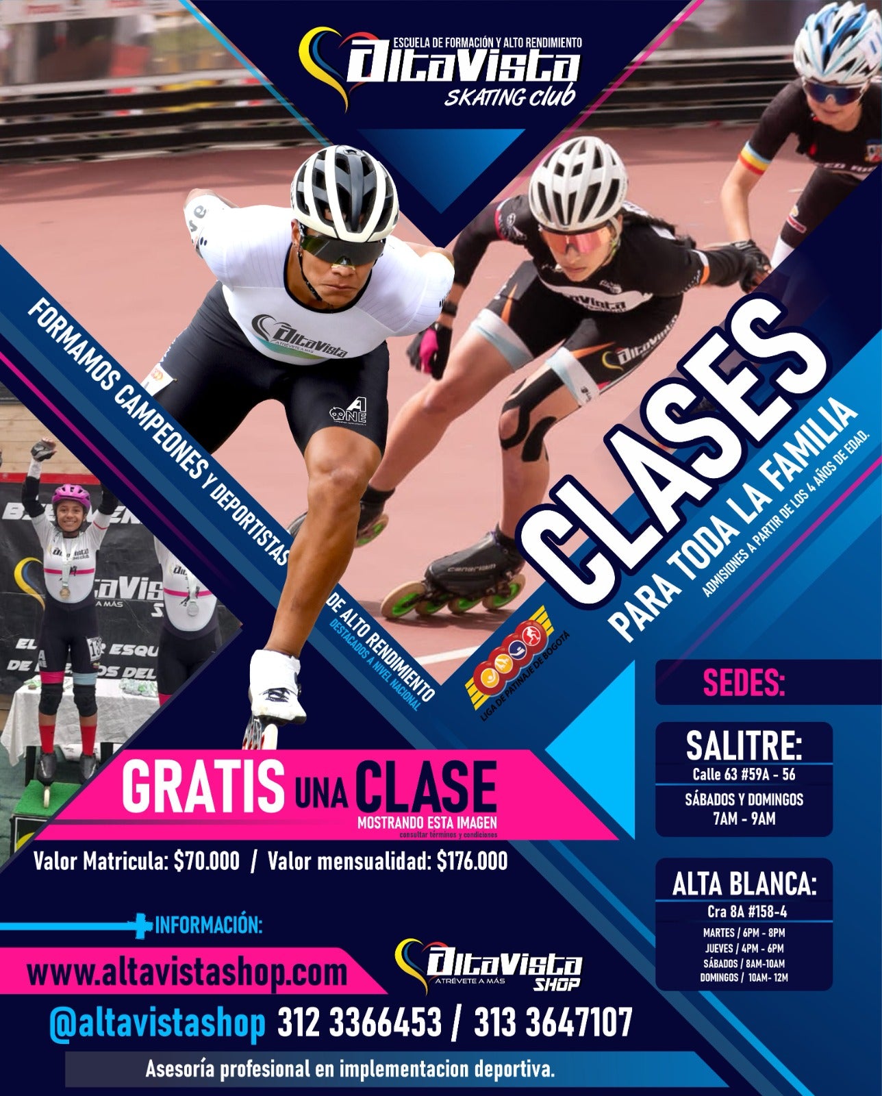 curso de patinaje (matricula+mensualidad)
